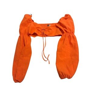 H&M Tie Front Orange Size Medium Long Sleeve Crop Top